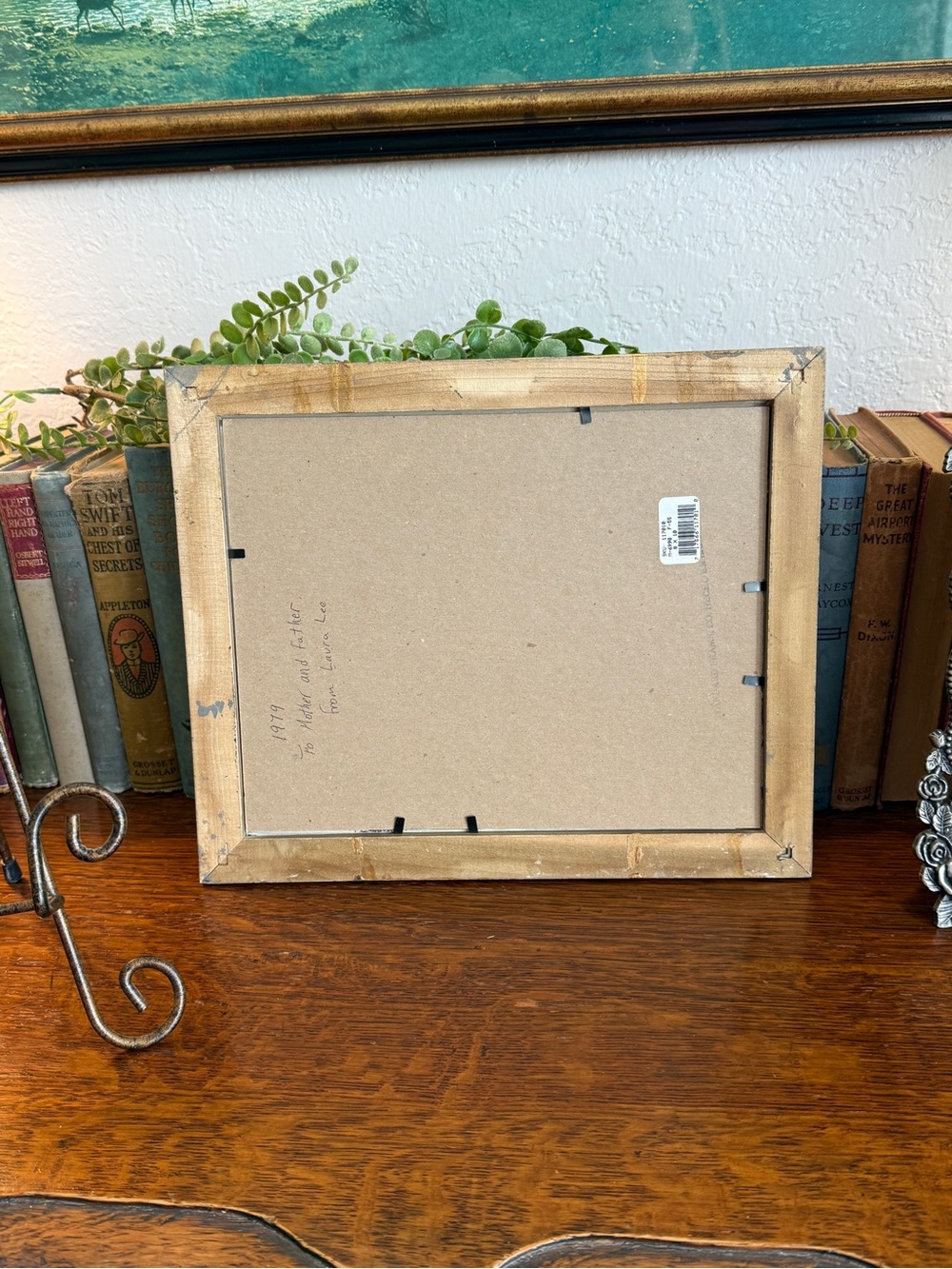 Mid Century Floral Still Life Print in Gold Wood Frame with Easel - Picture 9 of 9